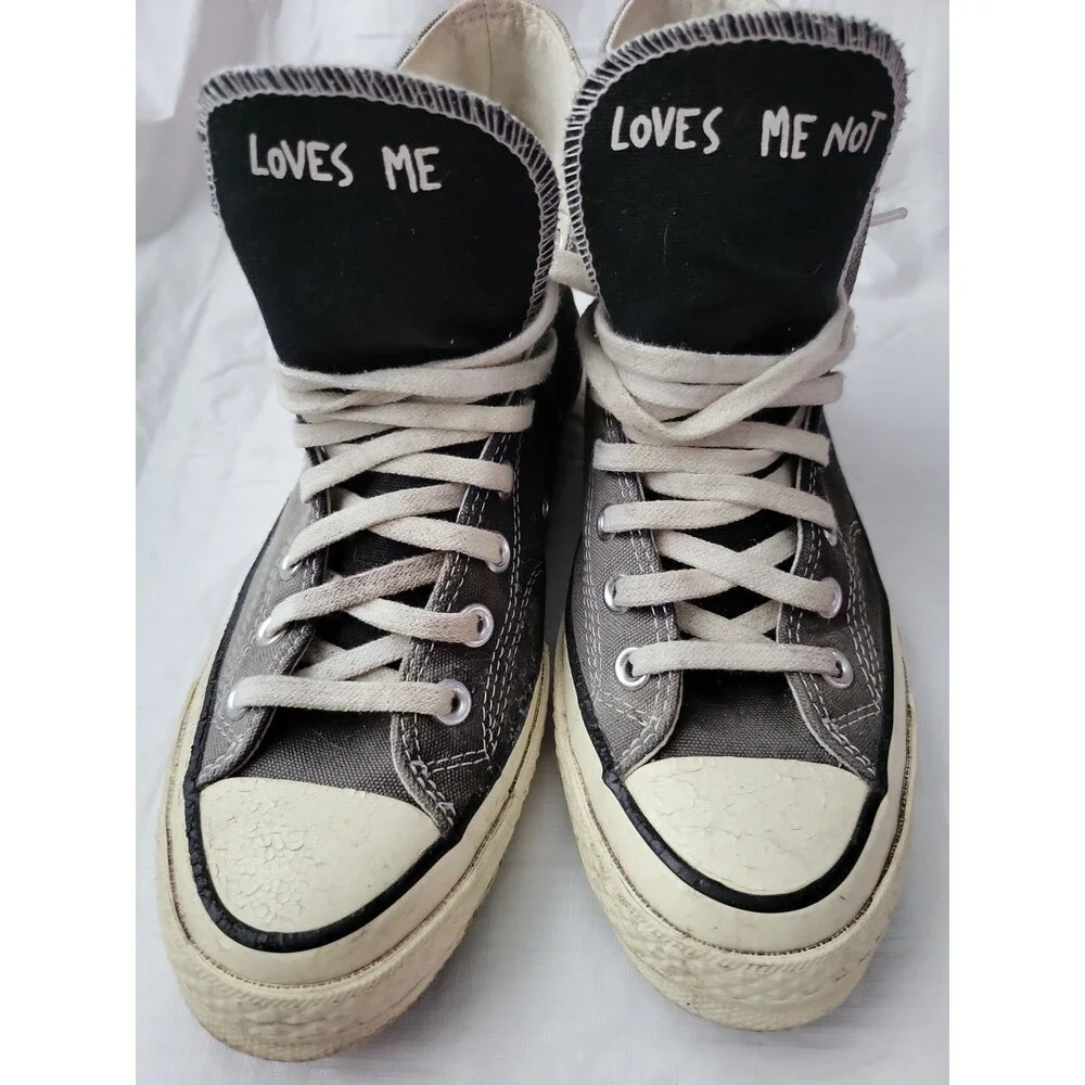 Converse Chuck 70 High Maybe Tomorrow Daisy Custom DIY Loves Me Not Size 6.5